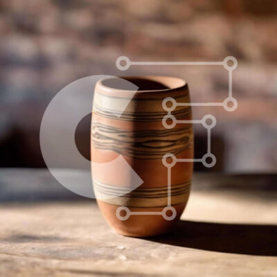 Intra Συλλεκτικό Ξύλινο Παζλ Plywood 4mm - Χειροποίητο Κεραμικό Κύπελλο σε Ξύλινο Τραπέζι Σε Ξύλινο Κουτί - Διαστάσεις: 10x10 cm – 25 κομμάτια - Image 1