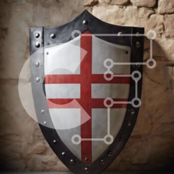 Intra Συλλεκτικό Ξύλινο Παζλ Plywood  4mm - Ασπίδα μεσαιωνικού στιλ σε παλιό πέτρινο τοίχο Σε Ξύλινο Κουτί - Διαστάσεις Puzzle: 10x10 cm – 25 κομμάτια - Image 1