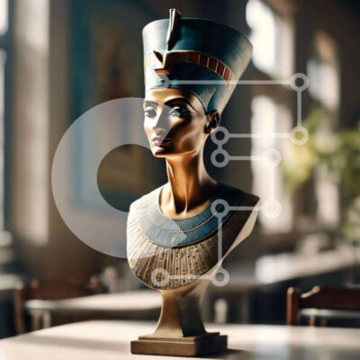 Intra Συλλεκτικό Ξύλινο Παζλ Plywood 4mm - Αιγυπτιακό μπούστο με χρυσή κόμμωση Σε Ξύλινο Κουτί - Διαστάσεις Puzzle: 10x10 cm – 25 κομμάτια - Image 1