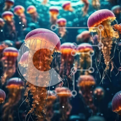 Intra Συλλεκτικό Ξύλινο Παζλ Plywood  4mm - Γοητευτικές μέδουσες στο φυσικό τους περιβάλλον Σε Ξύλινο Κουτί - Διαστάσεις: 10x10 cm – 25 κομμάτια - Image 1