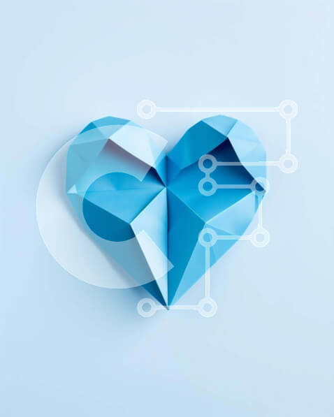 Intra Συλλεκτικό Ξύλινο Παζλ Plywood  4mm - Μπλε καρδιά Origami σε ανοιχτόχρωμο φόντο Σε Ξύλινο Κουτί - Διαστάσεις: 10x10 cm – 25 κομμάτια