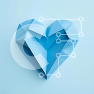 Intra Συλλεκτικό Ξύλινο Παζλ Plywood  4mm - Σχήμα καρδιάς Origami σε γαλάζιο φόντο Σε Ξύλινο Κουτί - Διαστάσεις: 10x10 cm – 25 κομμάτια