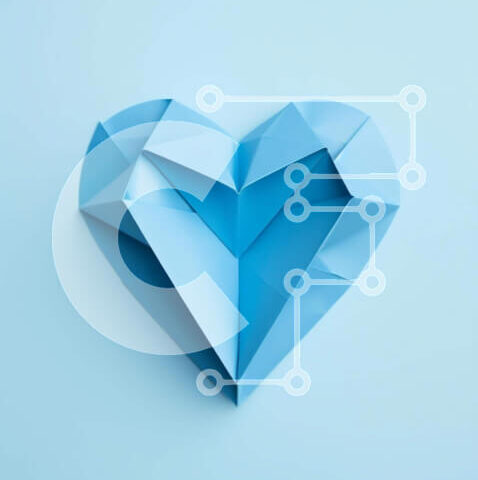 Intra Συλλεκτικό Ξύλινο Παζλ Plywood  4mm - Σχήμα καρδιάς Origami σε γαλάζιο φόντο Σε Ξύλινο Κουτί - Διαστάσεις: 10x10 cm – 25 κομμάτια - Image 1