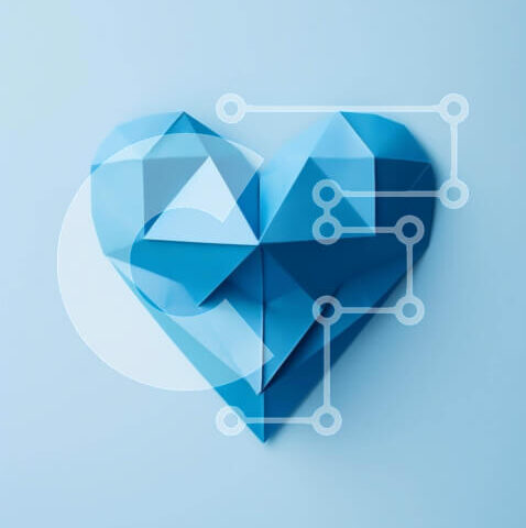 Intra Συλλεκτικό Ξύλινο Παζλ Plywood  4mm - Χαρτί Origami Blue Heart Σε Ξύλινο Κουτί - Διαστάσεις Puzzle: 10x10 cm – 25 κομμάτια - Image 1