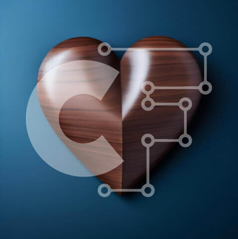 Intra Συλλεκτικό Ξύλινο Παζλ Plywood  4mm - Ξύλινο σχήμα καρδιάς σε αφηρημένο μπλε φόντο Σε Ξύλινο Κουτί - Διαστάσεις: 10x10 cm – 25 κομμάτια - Image 1