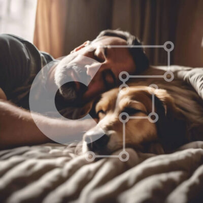 Intra Συλλεκτικό Ξύλινο Παζλ Plywood  4mm - Άνδρας που κοιμάται στο κρεβάτι με σκύλο Σε Ξύλινο Κουτί - Διαστάσεις Puzzle: 10x10 cm – 25 κομμάτια - Image 1