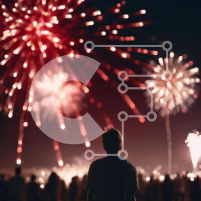 Intra Συλλεκτικό Ξύλινο Παζλ Plywood  4mm - Άνδρας που παρακολουθεί εντυπωσιακά πυροτεχνήματα την παραμονή της Πρωτοχρονιάς Σε Ξύλινο Κουτί - Διαστάσεις: 10x10 cm – 25 κομμάτια - Image 1