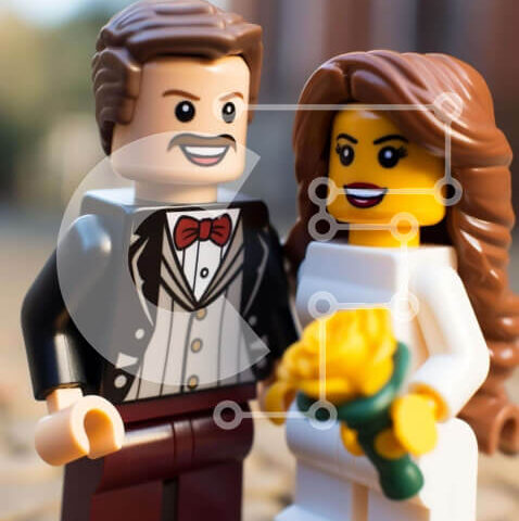 Intra Συλλεκτικό Ξύλινο Παζλ Plywood  4mm - Lego γαμήλια ειδώλια με νυφική ​​ενδυμασία Σε Ξύλινο Κουτί - Διαστάσεις Puzzle: 10x10 cm – 25 κομμάτια - Image 1