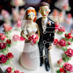 Intra Συλλεκτικό Ξύλινο Παζλ Plywood  4mm - Γαμήλια τούρτα με ειδώλια και τριαντάφυλλα νύφης και γαμπρού Σε Ξύλινο Κουτί - Διαστάσεις: 10x10 cm – 25 κομμάτια