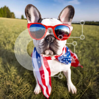 Intra Συλλεκτικό Ξύλινο Παζλ Plywood  4mm - Patriotic Dog Outdoors με Αξεσουάρ Αμερικανικής Σημαίας Σε Ξύλινο Κουτί - Διαστάσεις: 10x10 cm – 25 κομμάτια - Image 1