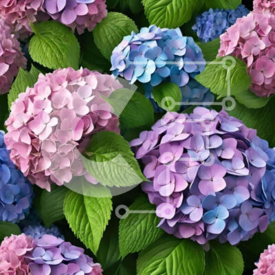 Intra Συλλεκτικό Ξύλινο Παζλ Plywood  4mm - Άνευ ραφής σχέδιο λουλουδιών ορτανσίας σε πράσινο φόντο Σε Ξύλινο Κουτί - Διαστάσεις: 10x10 cm – 25 κομμάτια - Image 1