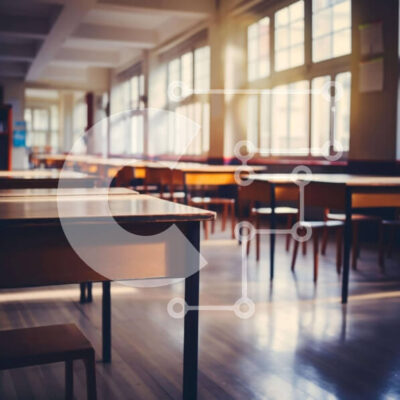 Intra Συλλεκτικό Ξύλινο Παζλ Plywood 4mm - Άδεια τάξη με ξύλινα θρανία και καρέκλες Σε Ξύλινο Κουτί - Διαστάσεις Puzzle: 10x10 cm – 25 κομμάτια - Image 1