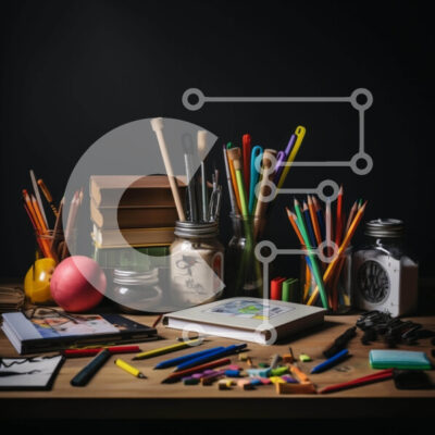 Intra Συλλεκτικό Ξύλινο Παζλ Plywood  4mm - Γραφείο με είδη τέχνης Σε Ξύλινο Κουτί - Διαστάσεις: 10x10 cm – 25 κομμάτια - Image 1