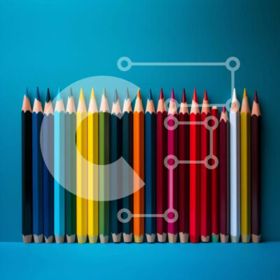 Intra Συλλεκτικό Ξύλινο Παζλ Plywood  4mm - Πολύχρωμα μολύβια σε μπλε φόντο Σε Ξύλινο Κουτί - Διαστάσεις: 10x10 cm – 25 κομμάτια - Image 1