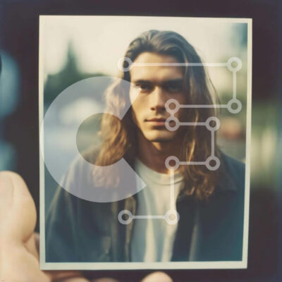 Intra Συλλεκτικό Ξύλινο Παζλ Plywood  4mm - Άνθρωπος που κρατά την παλιά φωτογραφία Polaroid Σε Ξύλινο Κουτί - Διαστάσεις Puzzle: 10x10 cm – 25 κομμάτια - Image 1