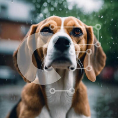 Intra Συλλεκτικό Ξύλινο Παζλ Plywood  4mm - Σκύλος Beagle στη βροχή Σε Ξύλινο Κουτί - Διαστάσεις: 10x10 cm – 25 κομμάτια - Image 1
