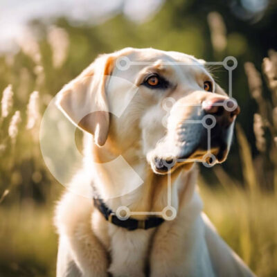 Intra Συλλεκτικό Ξύλινο Παζλ Plywood  4mm - Λευκό σκυλί Λαμπραντόρ σε ψηλό γρασίδι Σε Ξύλινο Κουτί - Διαστάσεις: 10x10 cm – 25 κομμάτια - Image 1