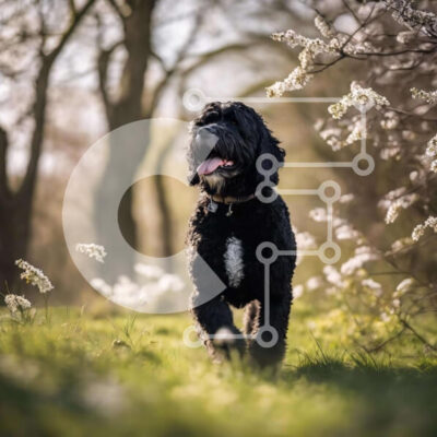 Intra Συλλεκτικό Ξύλινο Παζλ Plywood  4mm - Μαύρος σκύλος που τρέχει μέσα από χορταριασμένο χωράφι με λευκά λουλούδια Σε Ξύλινο Κουτί - Διαστάσεις: 10x10 cm – 25 κομμάτια - Image 1