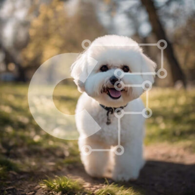 Intra Συλλεκτικό Ξύλινο Παζλ Plywood 4mm - Παιχνιδιάρικο λευκό σκυλί που περπατά στο γρασίδι Σε Ξύλινο Κουτί - Διαστάσεις: 10x10 cm – 25 κομμάτια - Image 1