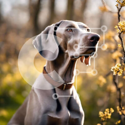 Intra Συλλεκτικό Ξύλινο Παζλ Plywood  4mm - Περίεργος σκύλος Weimaraner στο δάσος Σε Ξύλινο Κουτί - Διαστάσεις: 10x10 cm – 25 κομμάτια - Image 1