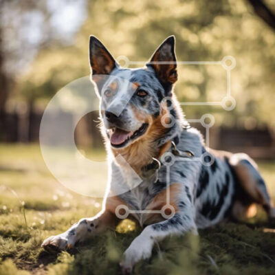 Intra Συλλεκτικό Ξύλινο Παζλ Plywood  4mm - Μπλε και άσπρο σκυλί που χαλαρώνει σε εξωτερικούς χώρους Σε Ξύλινο Κουτί - Διαστάσεις: 10x10 cm – 25 κομμάτια - Image 1