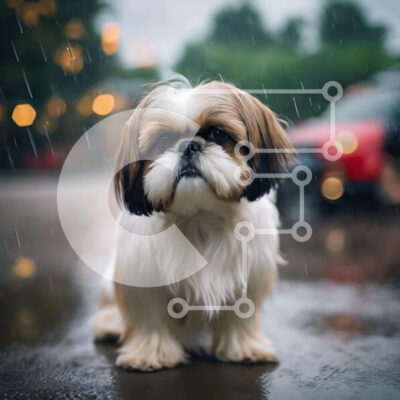 Intra Συλλεκτικό Ξύλινο Παζλ Plywood 4mm - Urban Scene: Dog Waiting in the Rain Σε Ξύλινο Κουτί - Διαστάσεις: 10x10 cm – 25 κομμάτια - Image 1