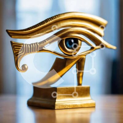 Intra Συλλεκτικό Ξύλινο Παζλ Plywood 4mm - Χρυσό άγαλμα του ματιού του Ώρου Σε Ξύλινο Κουτί - Διαστάσεις Puzzle: 10x10 cm – 25 κομμάτια - Image 1