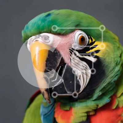 Intra Συλλεκτικό Ξύλινο Παζλ Plywood  4mm - Ζωηρόχρωμος παπαγάλος που κοιτάζει την κάμερα Σε Ξύλινο Κουτί - Διαστάσεις: 10x10 cm – 25 κομμάτια - Image 1