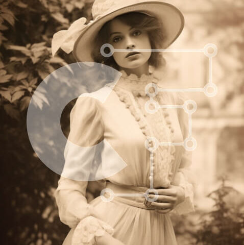 Intra Συλλεκτικό Ξύλινο Παζλ Plywood 4mm - Κομψή vintage γυναίκα με φόρεμα και καπέλο Σε Ξύλινο Κουτί - Διαστάσεις Puzzle: 10x10 cm – 25 κομμάτια - Image 1