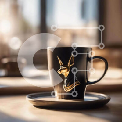 Intra Συλλεκτικό Ξύλινο Παζλ Plywood 4mm - Μαύρο φλιτζάνι καφέ με σχέδιο Αιγύπτιου Φαραώ Σε Ξύλινο Κουτί - Διαστάσεις: 10x10 cm – 25 κομμάτια - Image 1