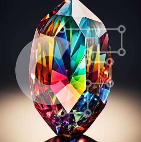 Intra Συλλεκτικό Ξύλινο Παζλ Plywood 4mm - Πολύχρωμο πολύπλευρο διαμάντι σε αδιαφανές φόντο Σε Ξύλινο Κουτί - Διαστάσεις: 10x10 cm – 25 κομμάτια - Image 1