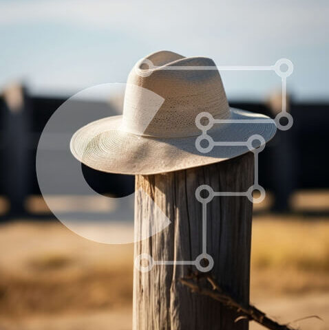 Intra Συλλεκτικό Ξύλινο Παζλ Plywood 4mm - Λευκό καπέλο σε παλιό ξύλινο στύλο στην έρημο Σε Ξύλινο Κουτί - Διαστάσεις: 10x10 cm – 25 κομμάτια - Image 1