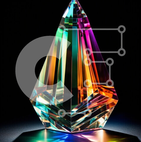 Intra Συλλεκτικό Ξύλινο Παζλ Plywood  4mm - Πολύχρωμο κρυστάλλινο γλυπτό σε μαύρο φόντο Σε Ξύλινο Κουτί - Διαστάσεις: 10x10 cm – 25 κομμάτια - Image 1