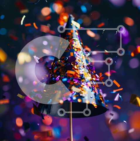 Intra Συλλεκτικό Ξύλινο Παζλ Plywood  4mm - Πολύχρωμο καπέλο για πάρτι με κομφετί που πέφτουν Σε Ξύλινο Κουτί - Διαστάσεις: 10x10 cm – 25 κομμάτια - Image 1