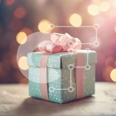 Intra Συλλεκτικό Ξύλινο Παζλ Plywood 4mm - Μικρό μπλε κουτί δώρου σε ξύλινο τραπέζι Σε Ξύλινο Κουτί - Διαστάσεις Puzzle: 10x10 cm – 25 κομμάτια - Image 1