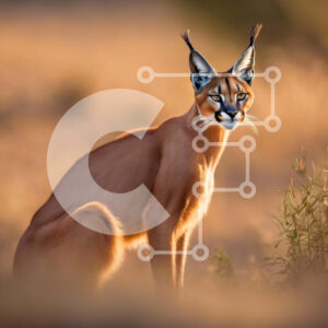 Intra Συλλεκτικό Ξύλινο Παζλ Plywood  4mm - Περίεργη γάτα Caracal στην άγρια ​​φύση Σε Ξύλινο Κουτί - Διαστάσεις: 10x10 cm – 25 κομμάτια