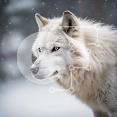 Intra Συλλεκτικό Ξύλινο Παζλ Plywood  4mm - Λευκός λύκος στο χιόνι Σε Ξύλινο Κουτί - Διαστάσεις: 10x10 cm – 25 κομμάτια - Image 1