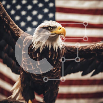 Intra Συλλεκτικό Ξύλινο Παζλ Plywood 4mm - Φαλακρός αετός με αμερικανική σημαία Σε Ξύλινο Κουτί - Διαστάσεις: 10x10 cm – 25 κομμάτια - Image 1