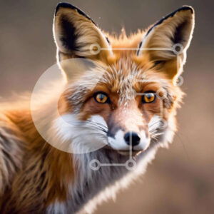 Intra Συλλεκτικό Ξύλινο Παζλ Plywood  4mm - Κοντινό πλάνο μιας πορτοκαλί αλεπούς που κοιτάζει επίμονα την κάμερα Σε Ξύλινο Κουτί - Διαστάσεις: 10x10 cm – 25 κομμάτια