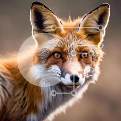 Intra Συλλεκτικό Ξύλινο Παζλ Plywood  4mm - Κοντινό πλάνο μιας πορτοκαλί αλεπούς που κοιτάζει επίμονα την κάμερα Σε Ξύλινο Κουτί - Διαστάσεις: 10x10 cm – 25 κομμάτια - Image 1