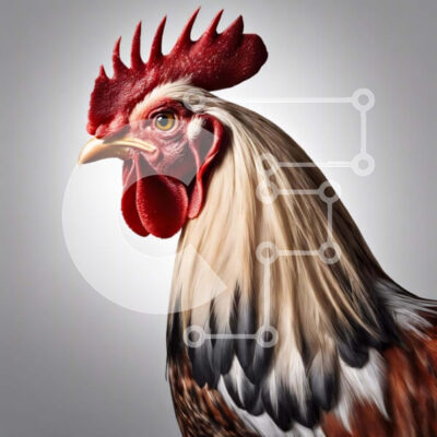 Intra Συλλεκτικό Ξύλινο Παζλ Plywood  4mm - Κόκορας με κόκκινα και άσπρα φτερά Σε Ξύλινο Κουτί - Διαστάσεις: 10x10 cm – 25 κομμάτια - Image 1