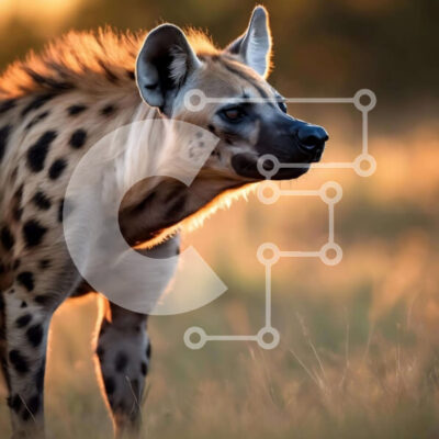 Intra Συλλεκτικό Ξύλινο Παζλ Plywood  4mm - Hyena στη σαβάνα στο ηλιοβασίλεμα Σε Ξύλινο Κουτί - Διαστάσεις: 10x10 cm – 25 κομμάτια - Image 1