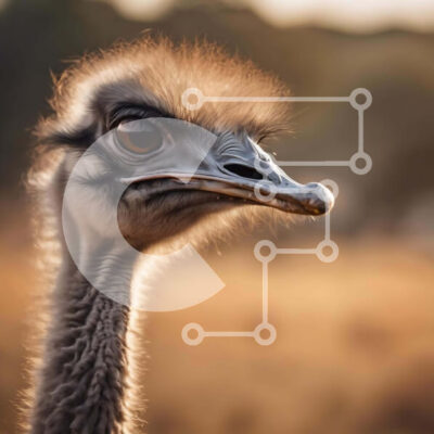 Intra Συλλεκτικό Ξύλινο Παζλ Plywood  4mm - Κοντινό πλάνο που κοιτάζει στρουθοκαμήλου Σε Ξύλινο Κουτί - Διαστάσεις: 10x10 cm – 25 κομμάτια - Image 1