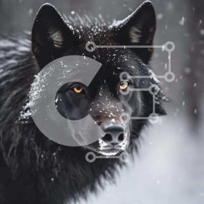 Intra Συλλεκτικό Ξύλινο Παζλ Plywood  4mm - Μαύρος λύκος στο χιόνι Σε Ξύλινο Κουτί - Διαστάσεις: 10x10 cm – 25 κομμάτια - Image 1