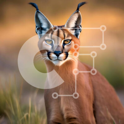 Intra Συλλεκτικό Ξύλινο Παζλ Plywood  4mm - Caracal γάτα που κάθεται στο γρασίδι Σε Ξύλινο Κουτί - Διαστάσεις: 10x10 cm – 25 κομμάτια - Image 1