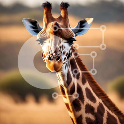 Intra Συλλεκτικό Ξύλινο Παζλ Plywood  4mm - Καμηλοπάρδαλη σε ένα χορταριασμένο χωράφι με δέντρα και θάμνους Σε Ξύλινο Κουτί - Διαστάσεις: 10x10 cm – 25 κομμάτια - Image 1