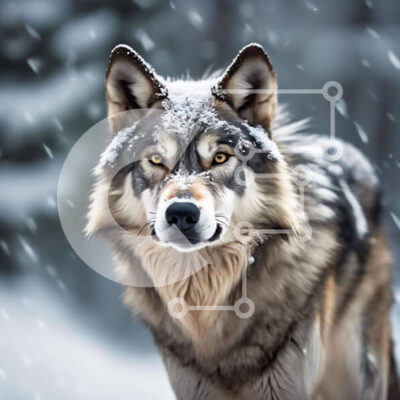 Intra Συλλεκτικό Ξύλινο Παζλ Plywood  4mm - Μεγαλοπρεπής γκρίζος λύκος στο χιόνι Σε Ξύλινο Κουτί - Διαστάσεις: 10x10 cm – 25 κομμάτια - Image 1