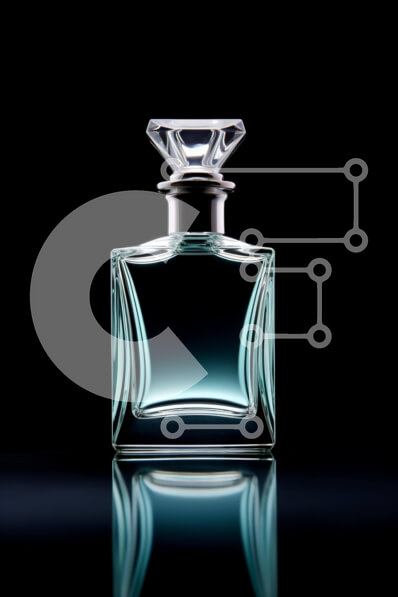 Intra Συλλεκτικό Ξύλινο Παζλ Plywood  4mm - Διαφανές γυάλινο μπουκάλι αρώματος σε αδιαφανές μαύρο φόντο Σε Ξύλινο Κουτί - Διαστάσεις Puzzle: 10x10 cm – 25 κομμάτια