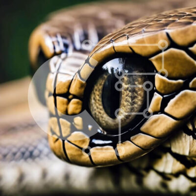 Intra Συλλεκτικό Ξύλινο Παζλ Plywood  4mm - Κοντινό πλάνο του προσώπου του φιδιού με τα μάτια ανοιχτά Σε Ξύλινο Κουτί - Διαστάσεις: 10x10 cm – 25 κομμάτια - Image 1