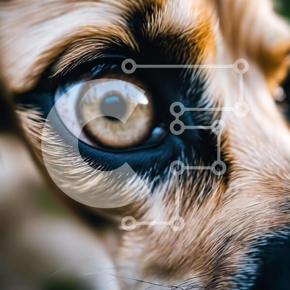 Intra Συλλεκτικό Ξύλινο Παζλ Plywood  4mm - Κοντινό πλάνο του ματιού ενός σκύλου Σε Ξύλινο Κουτί - Διαστάσεις: 10x10 cm – 25 κομμάτια